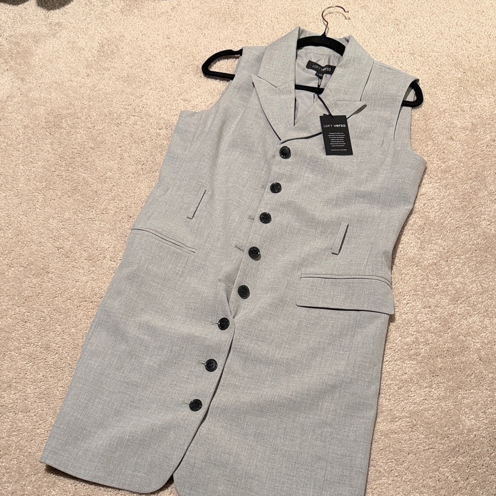 Loft Versa Gray Sleeveless Button-Up Vest Dress